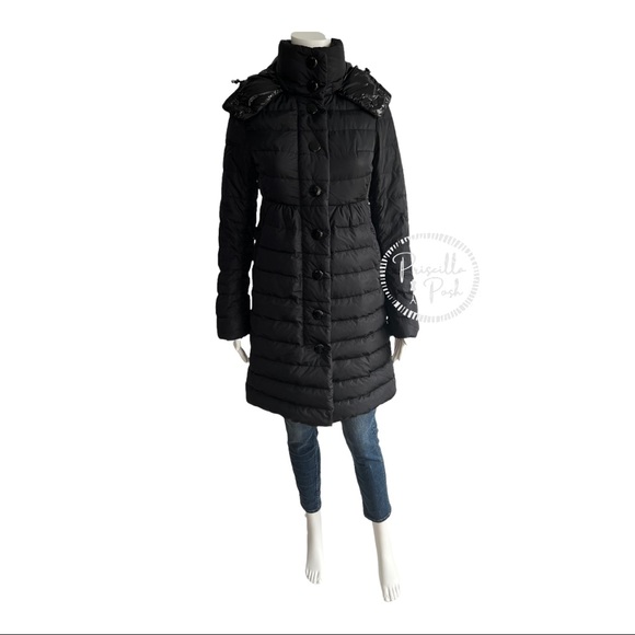 Moncler Black Knee Length Puffer Coat Goose Down Puffer Jacket Long Full Length - Picture 17 of 17